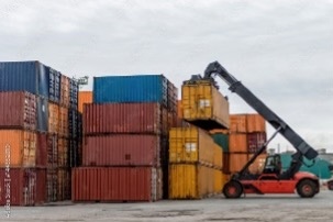 A small image of containers an a crane